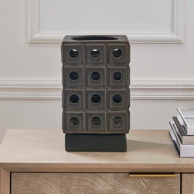 Contemporary Lattice Indoor-Outdoor Lantern Candleholder For Sale - Image 3 of 7