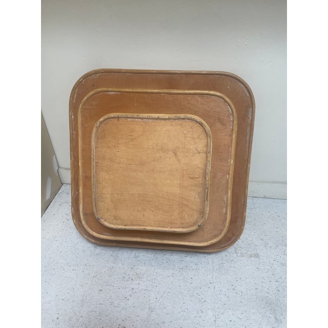 Brown Vintage Rattan Stepped Coffee Table in the Style of Paul Frankl For Sale - Image 8 of 9