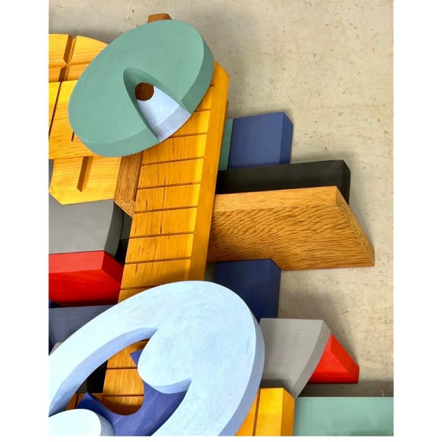 John Okulick, Large Abstract Wood Sculpture Colorful Wooden Painting John Okulick Wall Hanging For Sale In Miami - Image 6 of 18