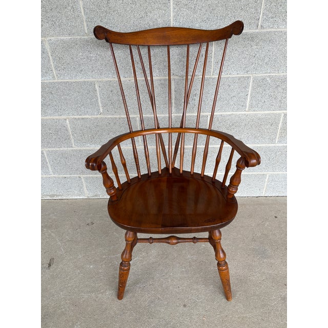 Description: Nichols & Stone Old Pine Finish Brace Back Arm Chair. High Quality Craftsmanship, Normal Vintage Furniture...