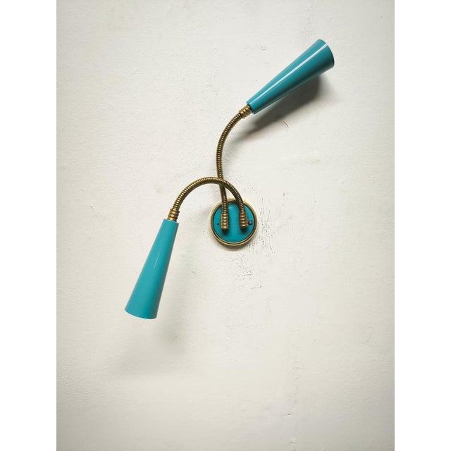 Gold Sputnik Wall Light with Adjustable Brass Arms, 1960s For Sale - Image 8 of 10