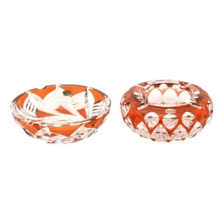 Crystal Ashtray from Val Saint Lambert, Set of 2 For Sale