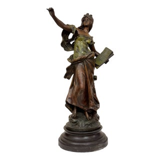 Auguste Moreau, Art Nouveau Allegorical Maiden, Late 19th Century, Spelter For Sale