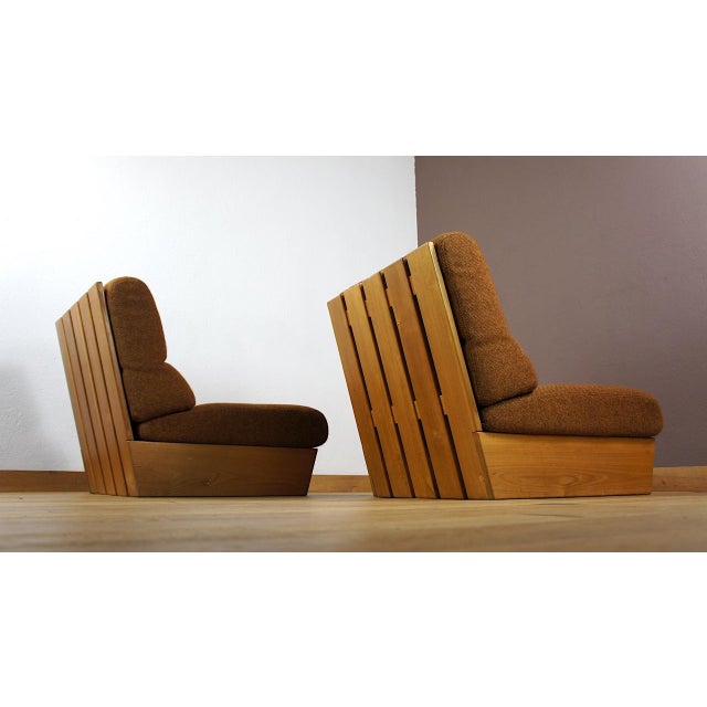 Brown Vintage Free-Form Lounge Chairs in Light Wood, 1960s, Set of 2 For Sale - Image 8 of 8