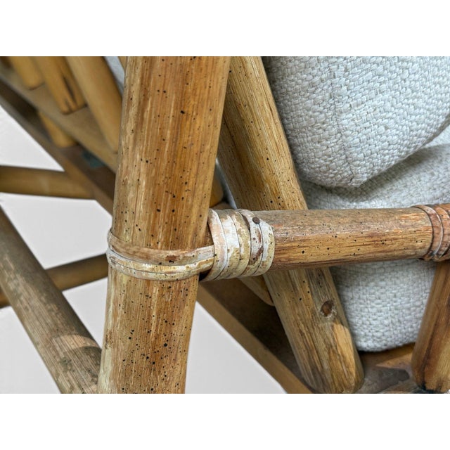 Ficks Reed, Two Seater Sofa, Bamboo, Cane, White Fabric, Usa, 1950s For Sale - Image 12 of 15