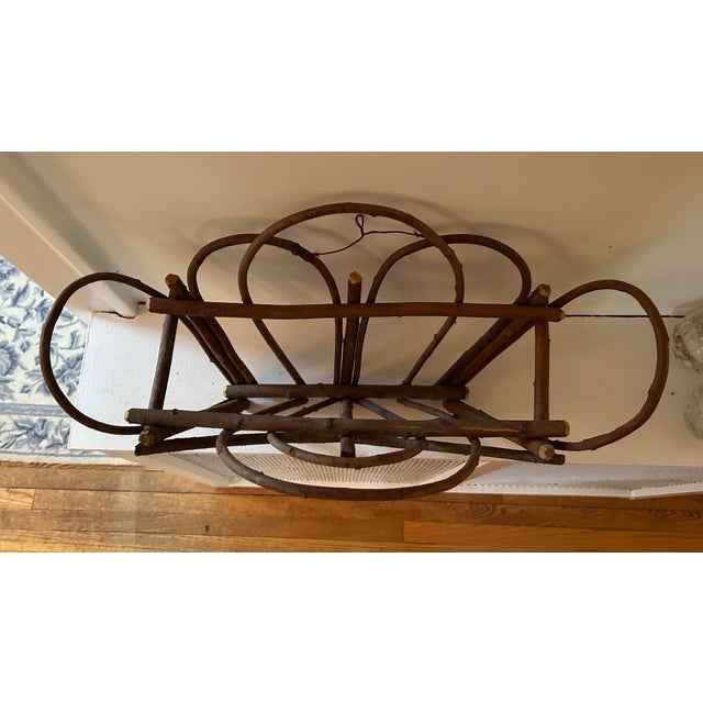Rustic Vintage Twig Adirondack Style Bentwood Wall Mount Magazine Holder Made by Artesian For Sale - Image 3 of 4
