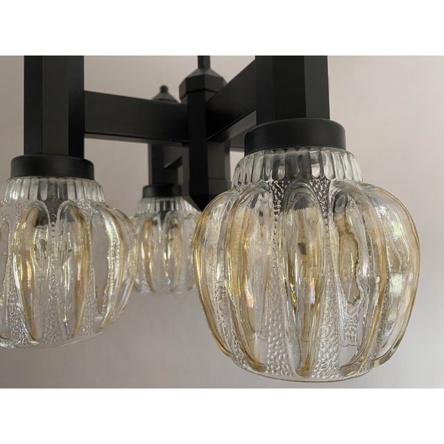 Mid-Century Modern Four-Light Chandelier with Glass Shades from Svetila Kozole, Yugoslavia, 1975 For Sale - Image 15 of 18