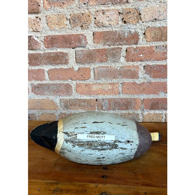 Mid 20th Century Fred Mott Hand Carved Wooden Mallard Drake Decoy For Sale - Image 4 of 14