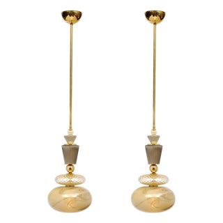 Murano Glass Smoked Pendant Lights For Sale