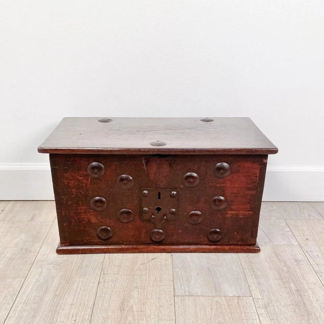 Brown 19th Century Continental Strong Box With Iron Decoration For Sale - Image 8 of 8