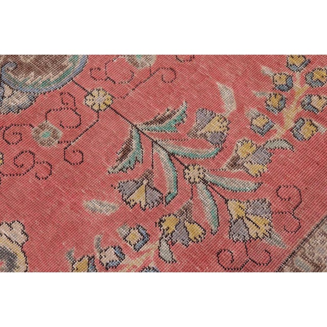 Shabby Chic Art Nouveau 1990's Vintage Coral/Blue Wool Rug - 9'5'' X 12'7'' For Sale - Image 3 of 10