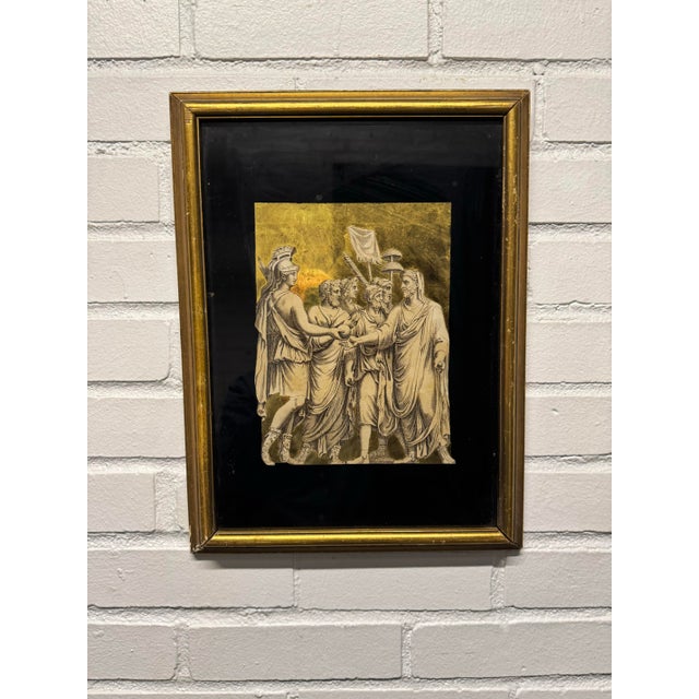 Neoclassic Decoupage Reverse Painting/ Engraving Framed Art frame Measures 12 x 16, art area 6.5 x 9 reproduction of...