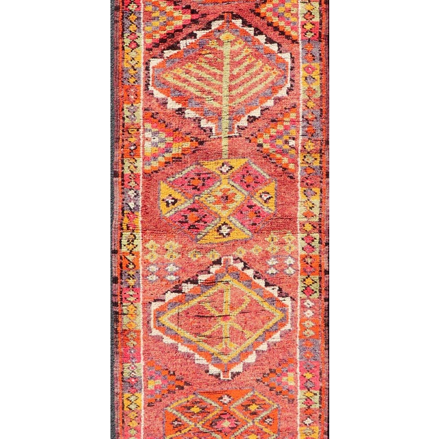 Vintage Turkish Oushak Runner With Medallions in Purple & Multi Colors 3' X12'10 For Sale - Image 4 of 12