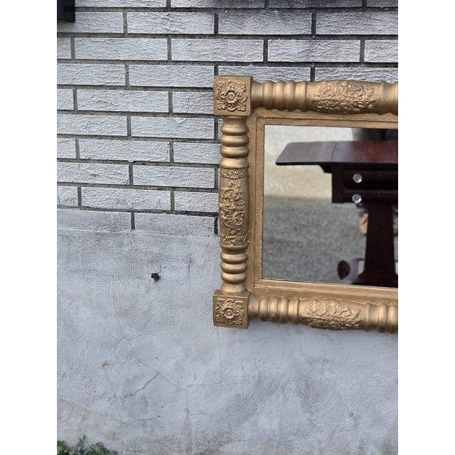 Wood 19th Century American Federal Gilded Hallway Wall Mirror. For Sale - Image 7 of 13