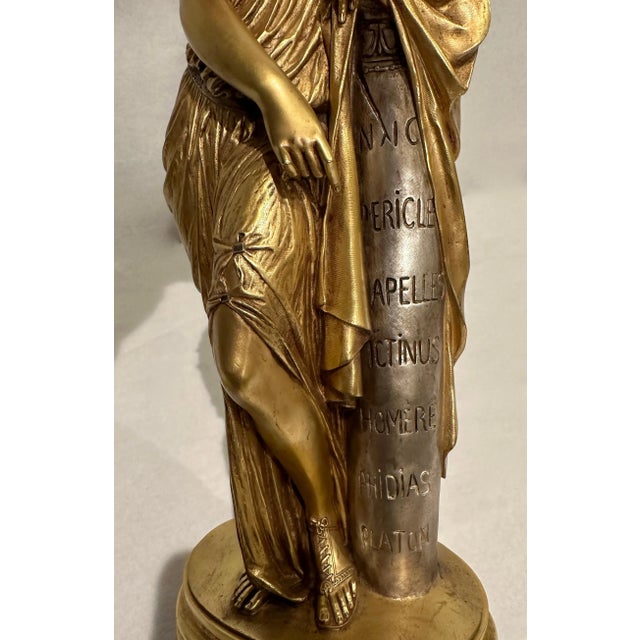 Figurative Mid 19th Century Pair of 19th Century Gilt and Silvered Bronze Sculptures of Women For Sale - Image 3 of 12