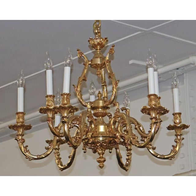 Mid 20th Century Italian Gilt Bronze Baroque / Rococo Style 10 Light Chandelier For Sale - Image 12 of 17