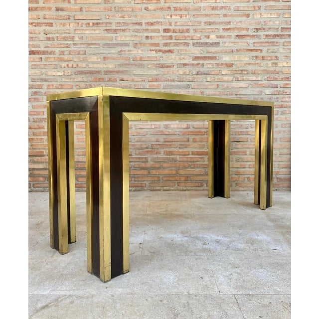 Late 20th Century Gilt Metal and Wood Console Table with Glass Top For Sale - Image 17 of 18