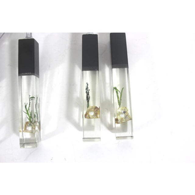 Swank Inc. Mid Century Lucite & Steel Chrome Bar Tool Set With Pearls Seaweed and Shells - 4 Pieces For Sale - Image 4 of 8