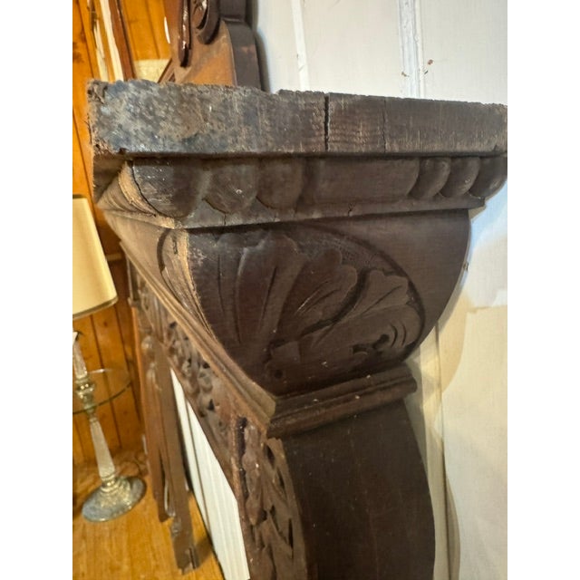 19th Century Oak Mantel With Ornate Carvings For Sale - Image 15 of 18