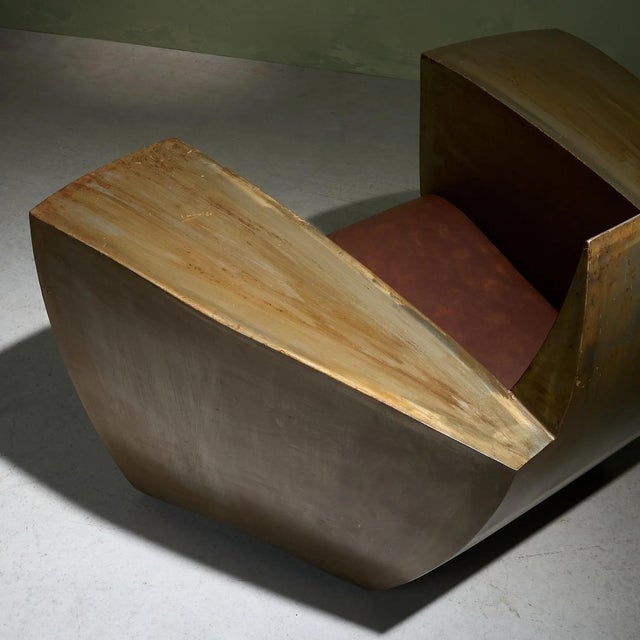 Easy One Armchair in Patinated Steel and Leather by Jonathan Singleton, United Kingdom / Spain, 1990s For Sale - Image 9 of 12