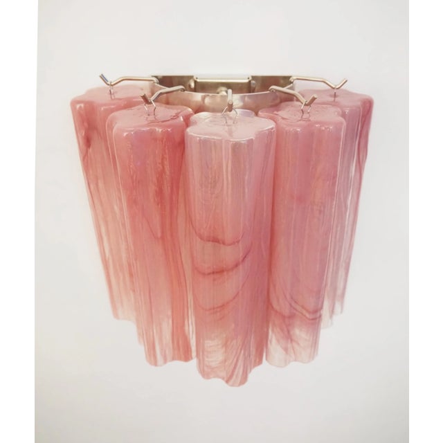 Pair of Murano Glass Tube Wall Sconces 5 Pink Alabaster Glass Tube For Sale In Los Angeles - Image 6 of 9