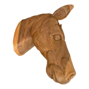 1960s Carved Life Size Wood Horse Head