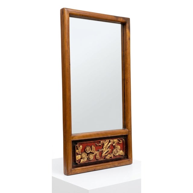 Wood Stunning Vintage Mid-Century Chinese Gilt & Red Lacquer Hand-Carved Chinoiserie Wall Mirror - Hollywood Regency Style For Sale - Image 7 of 7