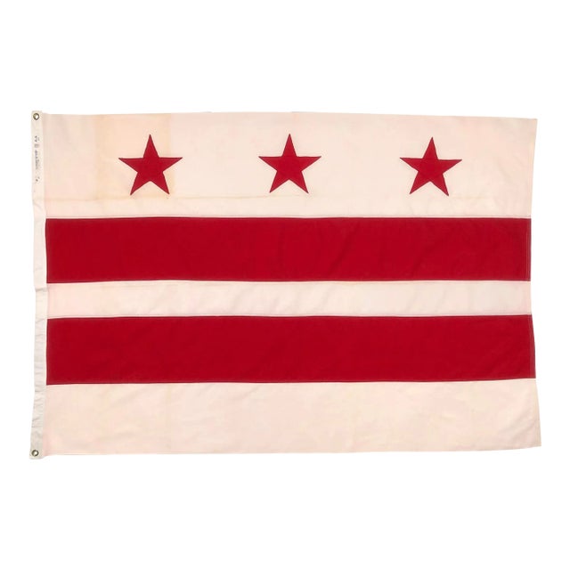 Large Vintage Cotton Flag of Washington DC With Sewn Stars For Sale