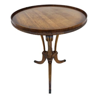 Mahogany Round Pedestal Side Table With Fluted Legs For Sale