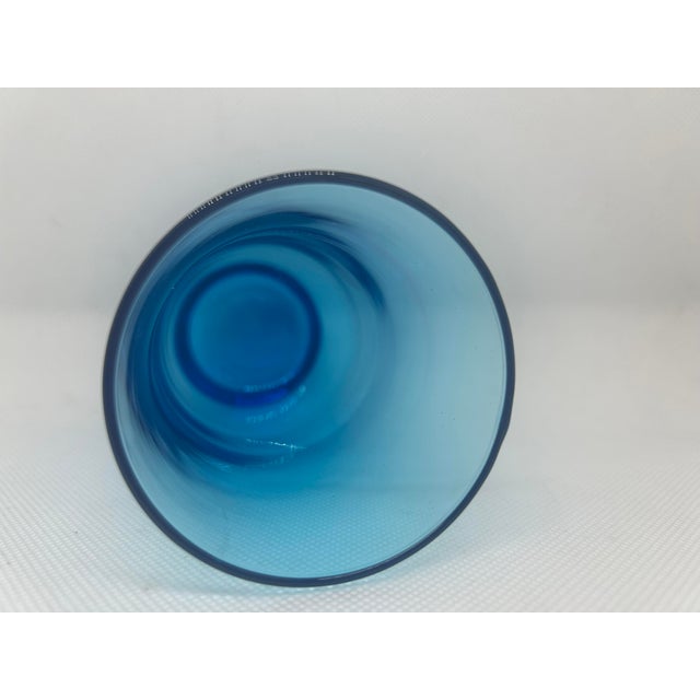 1950s Vintage Mid-Century Modern Anchor Hocking Laser Blue Glasses- Set of 6 Rare 1950's For Sale - Image 5 of 9