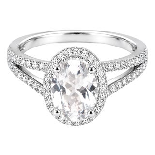 Late 20th Century 14K White Gold Aquamarine Diamond Engagement Ring Estate, Size 7.5 For Sale