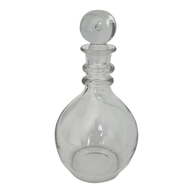 Steuben Style Blown Clear Glass Decanter For Sale