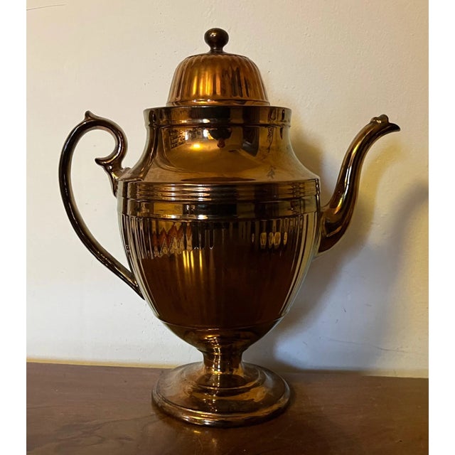 Large Antique Early 19th Century English Staffordshire Urn Shape Copper Luster Coffee Pot For Sale - Image 11 of 11