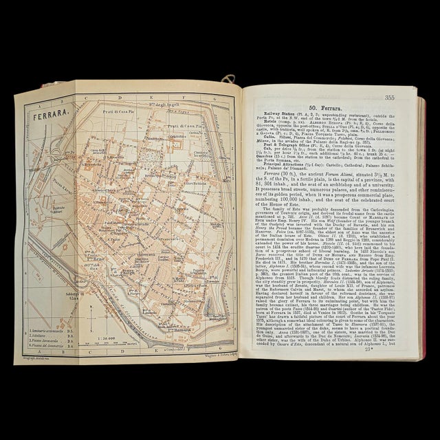 Red Antique Travel Book, Baedeker’s Northern Italy, Maps, Guide, Edwardian, c.1903 For Sale - Image 8 of 12