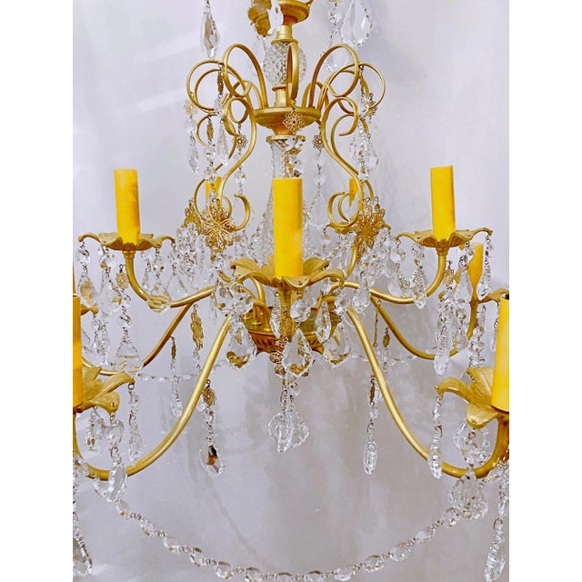 Metal 1950's Decorative Brass Chandelier For Sale - Image 7 of 10