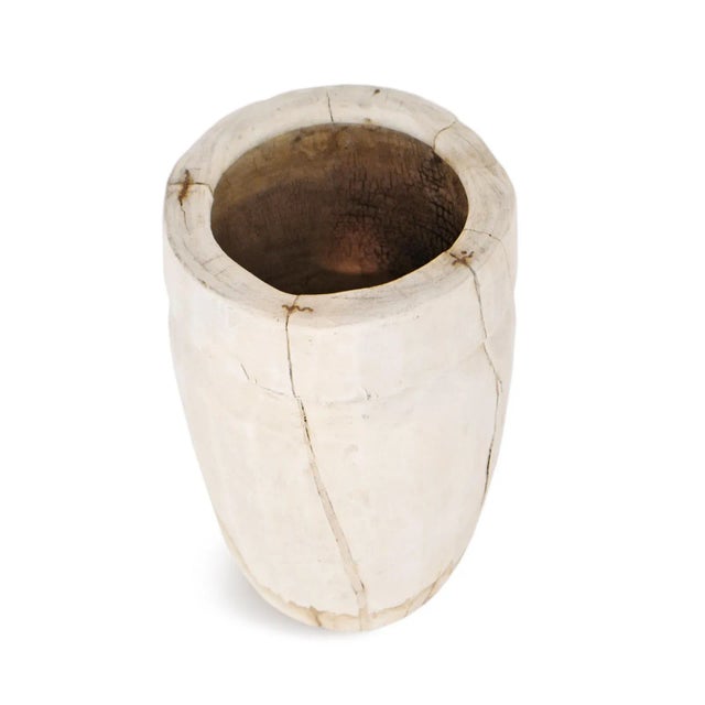 Rustic Old Sun Bleached Wood Butter Pot For Sale - Image 3 of 6