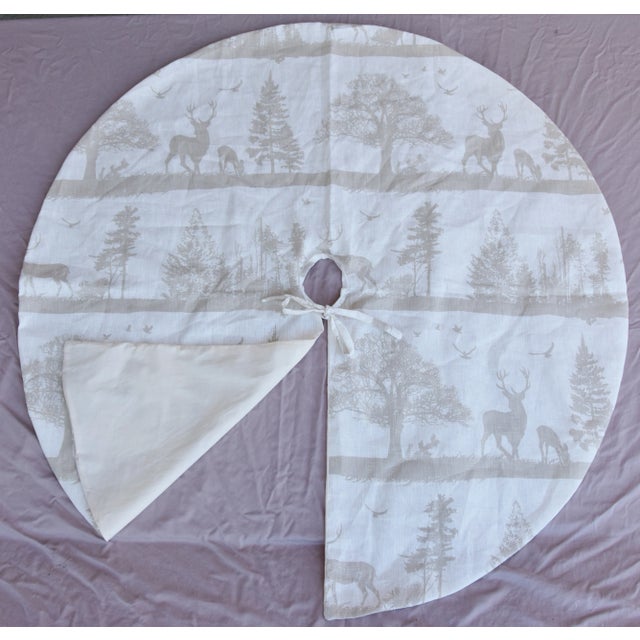 Early 21st Century Large Custom-Tailored 53" Woodland Christmas Tree Skirt For Sale - Image 5 of 6
