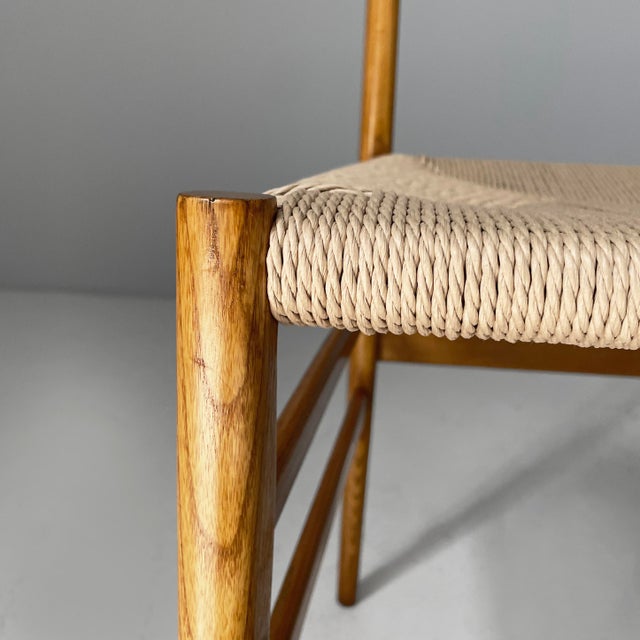 Mid-Century Modern Italian Straw and Wood Leggera Chairs by Gio Ponti for Cassina, 1960s, Set of 6 For Sale - Image 11 of 16