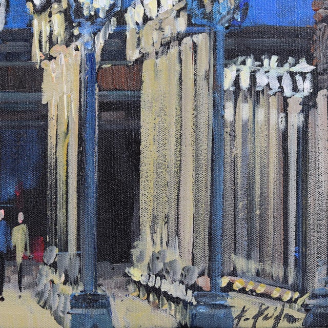 Electric Blue Lacma Lights - Original Los Angeles Landmark Acrylic Painting on Canvas by Kathleen Keifer For Sale In Los Angeles - Image 6 of 9