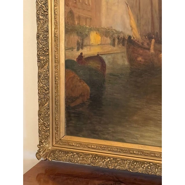 Large Italian Venetian Scene Oil on Canvas For Sale In Dallas - Image 6 of 8