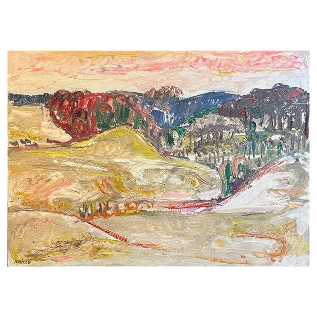 Jean Krille, Landscape 123, Oil on Masonite, 1981 For Sale