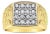 One Carat Square Faced Diamond Cluster Ring with Brick Patterned Band, Size 8 For Sale