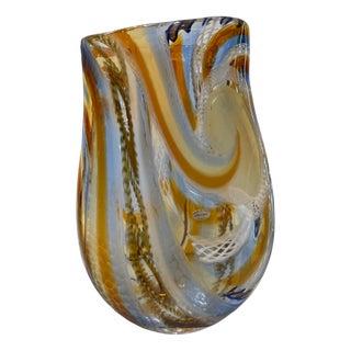 Yellow and Blue Beaten Vase by D’Este & Zane For Sale