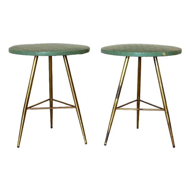 Set of Mid-Century Brass Stools, 1950s For Sale
