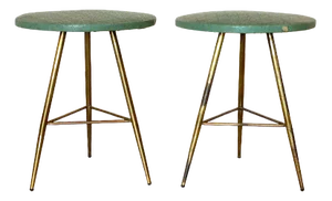 Set of Mid-Century Brass Stools, 1950s