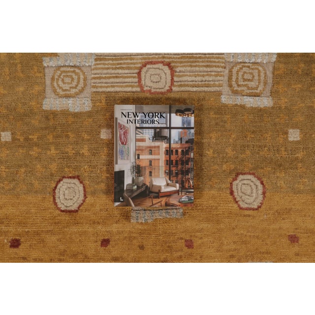 Contemporary Art Deco Style Geometric Gold Wool Rug, by Rug & Kilim, India For Sale - Image 10 of 10