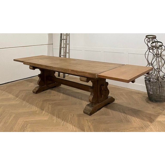 French Oak Extendable Farmhouse Dining Table, 1920s For Sale - Image 9 of 11