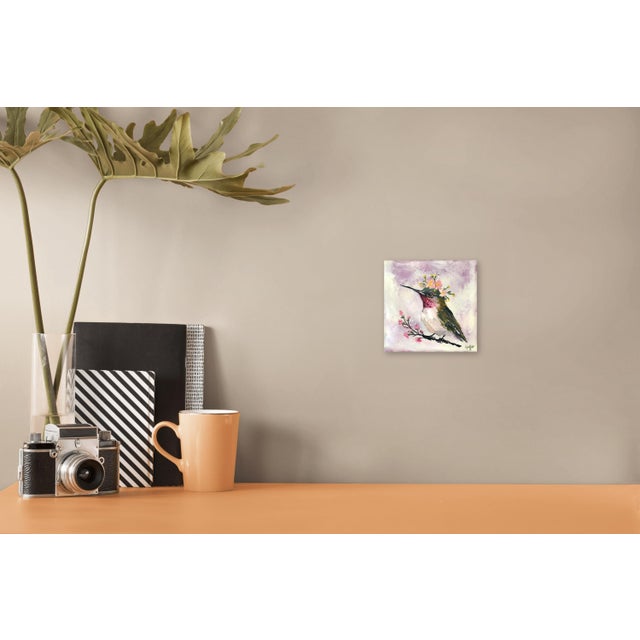 2020s Floriferous Bird, Study 2 by Carrie Goller | Oil and Encaustic Hummingbird For Sale - Image 5 of 7