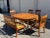 Vintage Thomas Shackleton Lydia Dining Set, Large Table, Three Leaves, Six Chairs and a Bench For Sale - Image 12 of 12