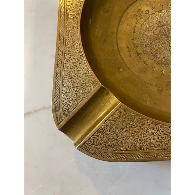 Pair of Vintage Etched Brass Ashtrays For Sale - Image 9 of 9